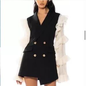 Akira ruffle sleeve blazer mini dress